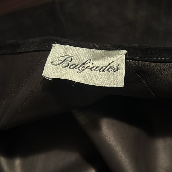 💣NWOT💣Babjades💣Italian Fringed Black Leather & Suede Reversible Cape/Poncho💣 - Picture 7 of 8